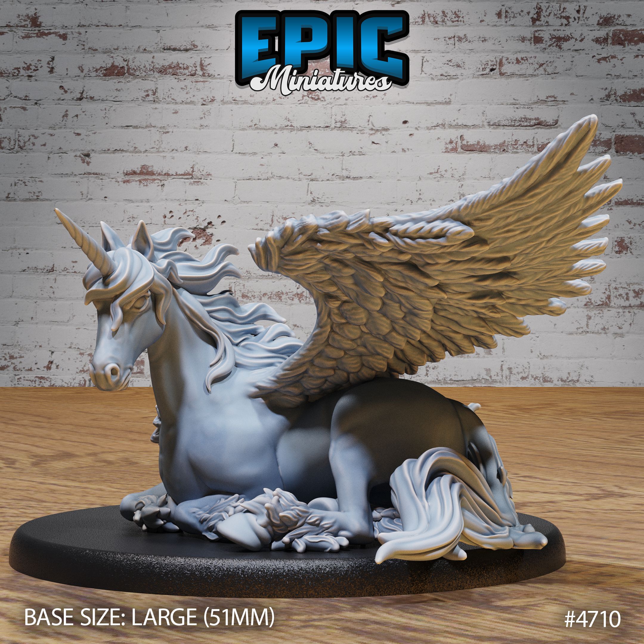 Unicorn Classic Resting / Horned Pegasus Fable Monster / Magic Forest Creature / Woodland Beast / Cute Rainbow Horse / Fantasy Encounter